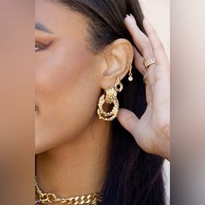 ettika 18K Gold Plated Crystal Knot Earrings